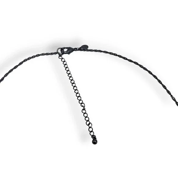 Chico's Long Black Clear Satellite Bead Necklace Long Adjustable Length - Picture 4 of 7